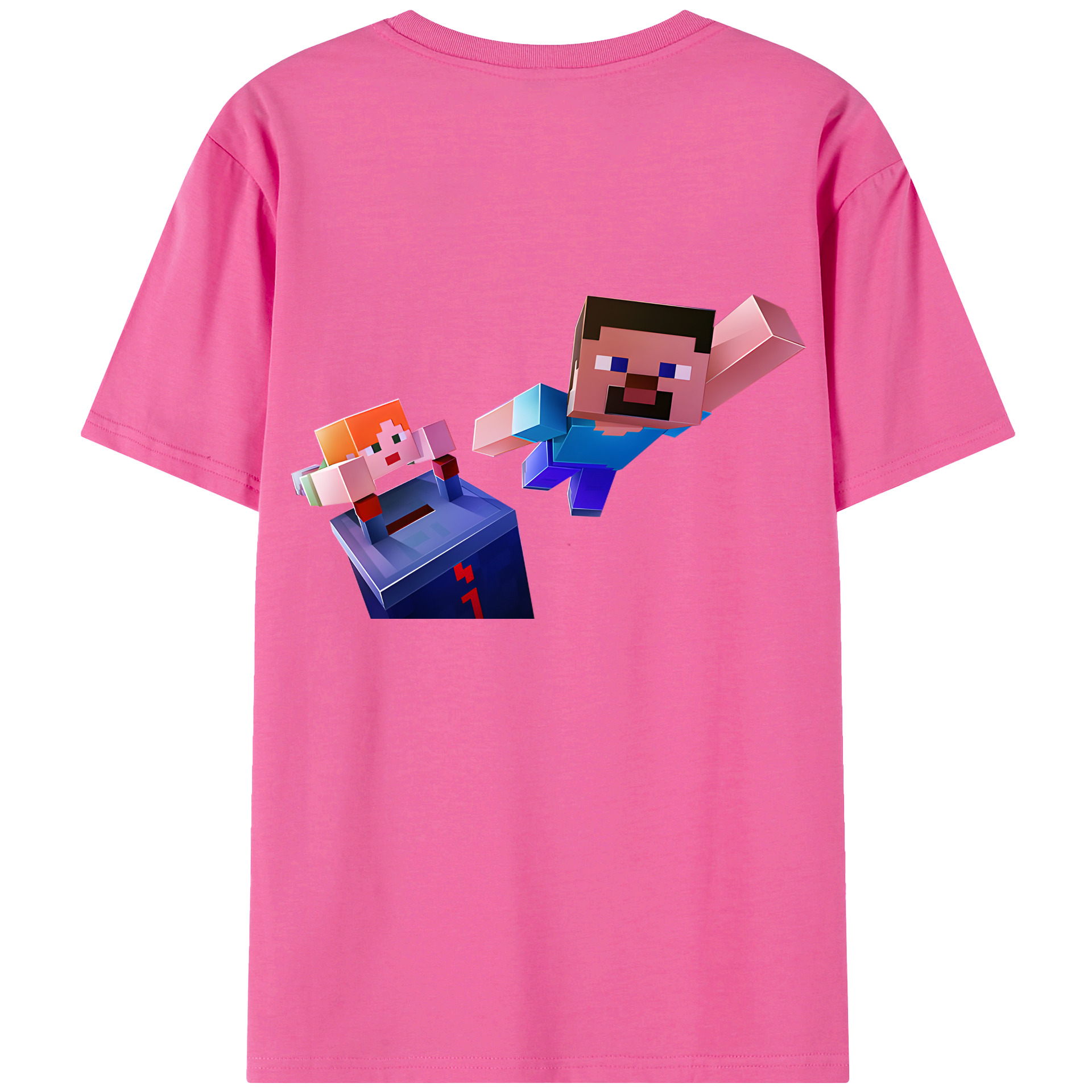 （画像用） マインクラフト ブロックの世界 Minecraft MC Block world レディース半袖Tシャツ(バックプリント)